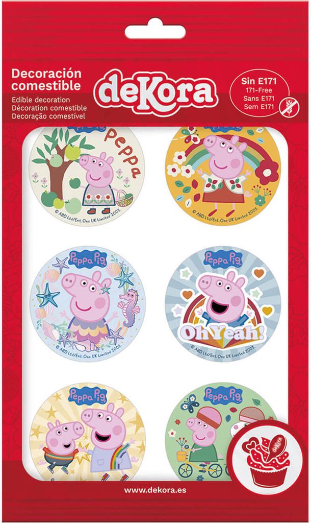 6 Stück Peppa Pig Cupcake-Dekorationen 5,8 cm Produktbild