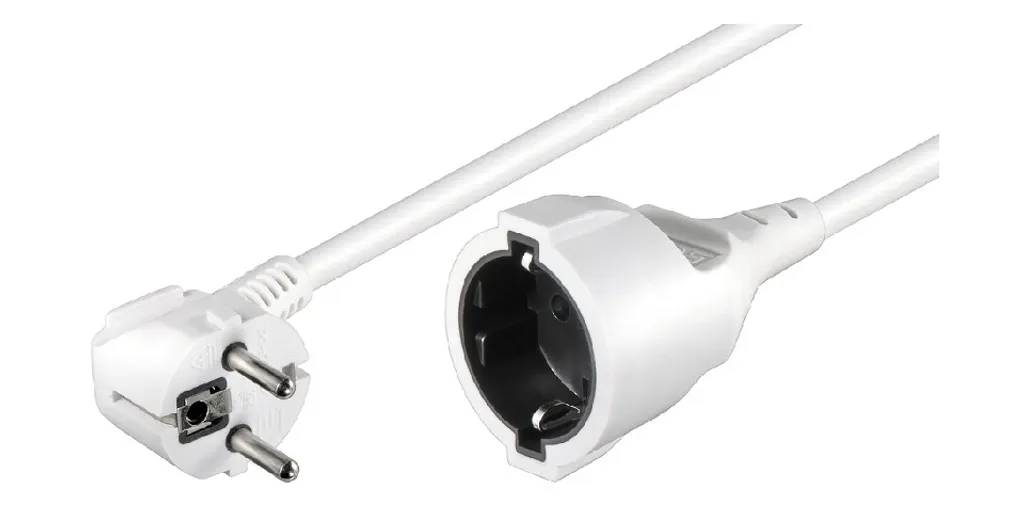 Rallonge 10m Blanche 16A - Câble Secteur Schuko Mâle Femelle Wentronic