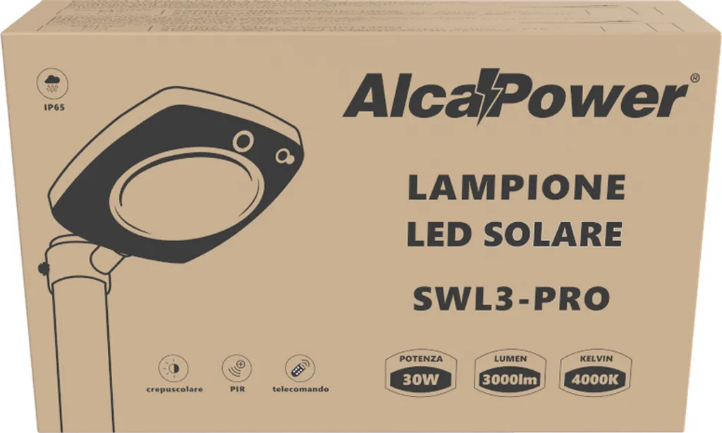 Lampadaire solaire LED 3000lm avec capteur PIR et télécommande noir - 5
