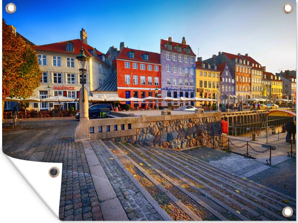 MuchoWow 40x30 cm Outdoor-Poster Gartendeko Sichtschutz Garten Poster für den Garten Häuser - Kopenhagen - Hafen