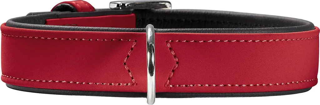 Hunter collar Softie 40 nickel art nubuck rosso/nappa nero, 28-34 cm
