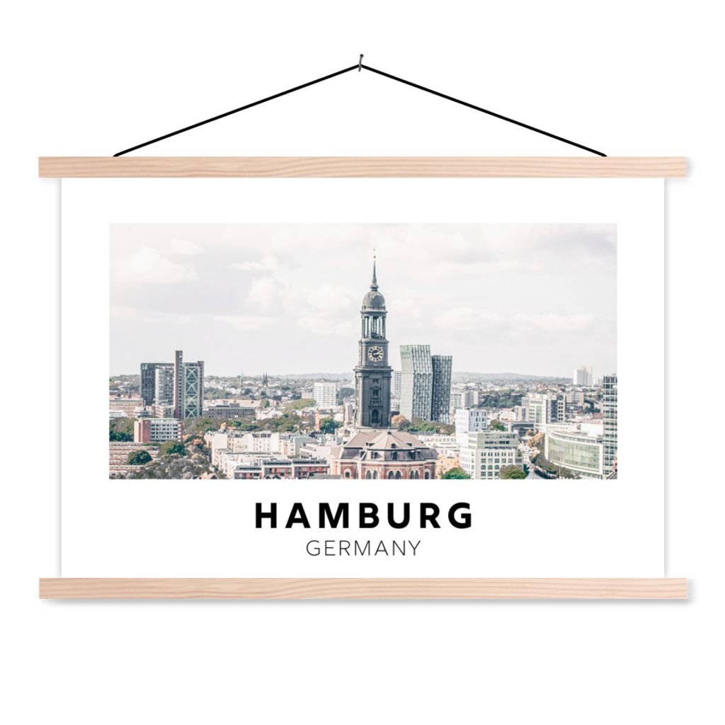 MuchoWow Textilposter Deutschland - Hamburg - Huizen 120x80 cm mit holzfarbenen Rahmen - Aufhängeset