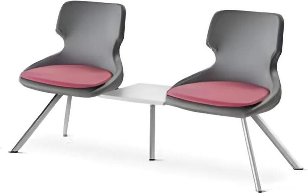 Bürostühle 2-Sitzer Schwarz Büro Bordeaux Modern Edelstahl Leder Holz