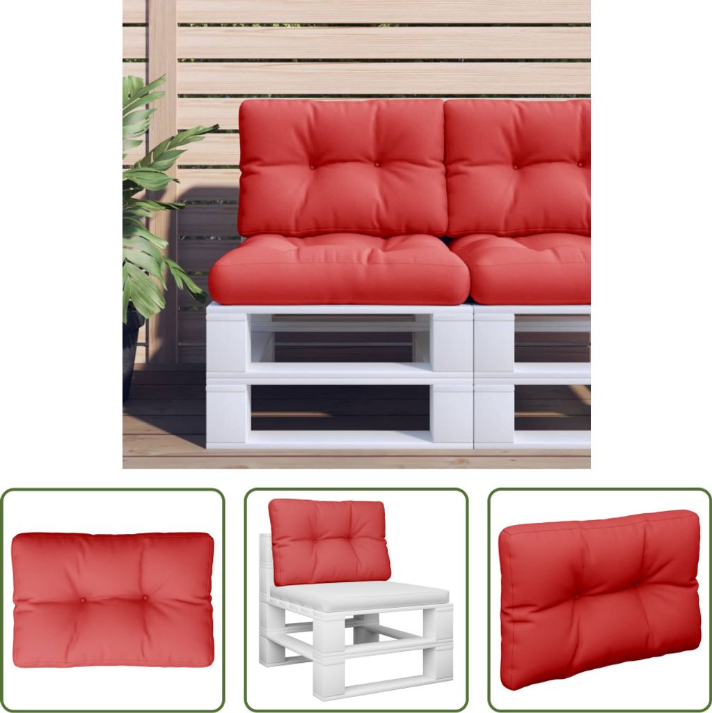 The Living Store Palettenkissen Rot 50x40x12 cm Stoff