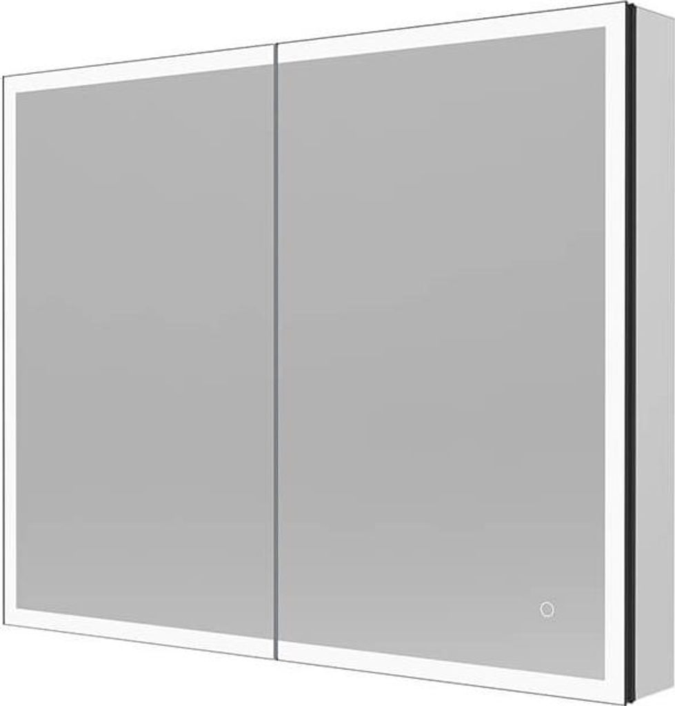 HOME DELUXE LED-Spiegelschrank EVE Schwarz 100 x 80 cm I Unterputz-Montage, Antibeschlagsystem, Kosmetikspiegelschrank, Badezimmerspiegelschrank, T...