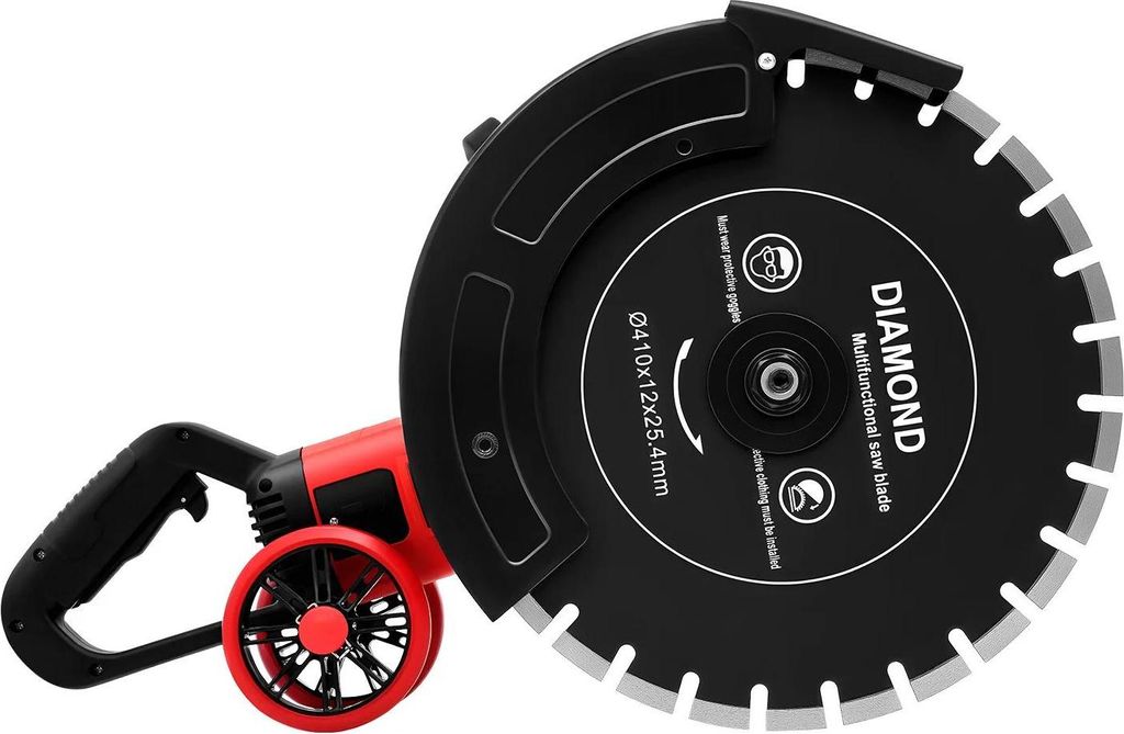 Elektrische Beton- und Steinsäge - Kreissäge - 5800 W Max, 165 mm Schnitttiefe, 410 mm Blatt, 3000 U/min, 220 V AC - Schwarz