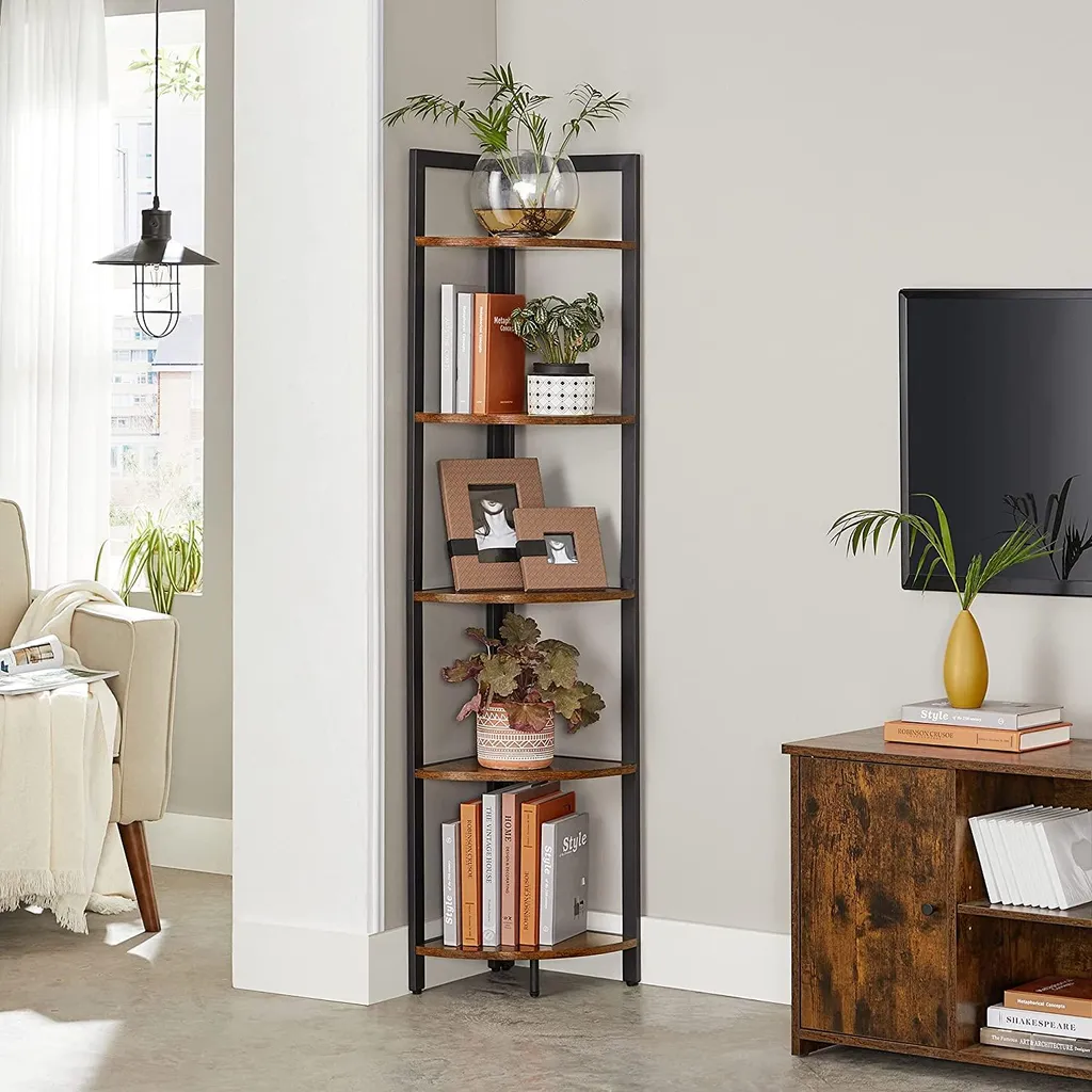 Bibliothèque d'angle gain de place 5 niveaux pour petits appartements