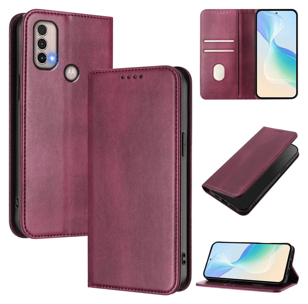 Cover Motorola Moto E20/E30/E40 | Pelle Rossa Vintage RFID + Slot