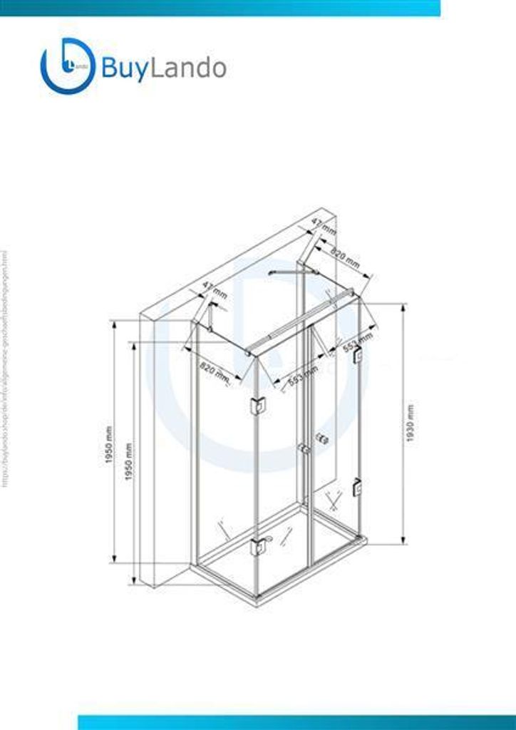 BuyLando Emma 90x120x90 cm H:195 cm U-Form Duschkabine Hochwertiges Glas