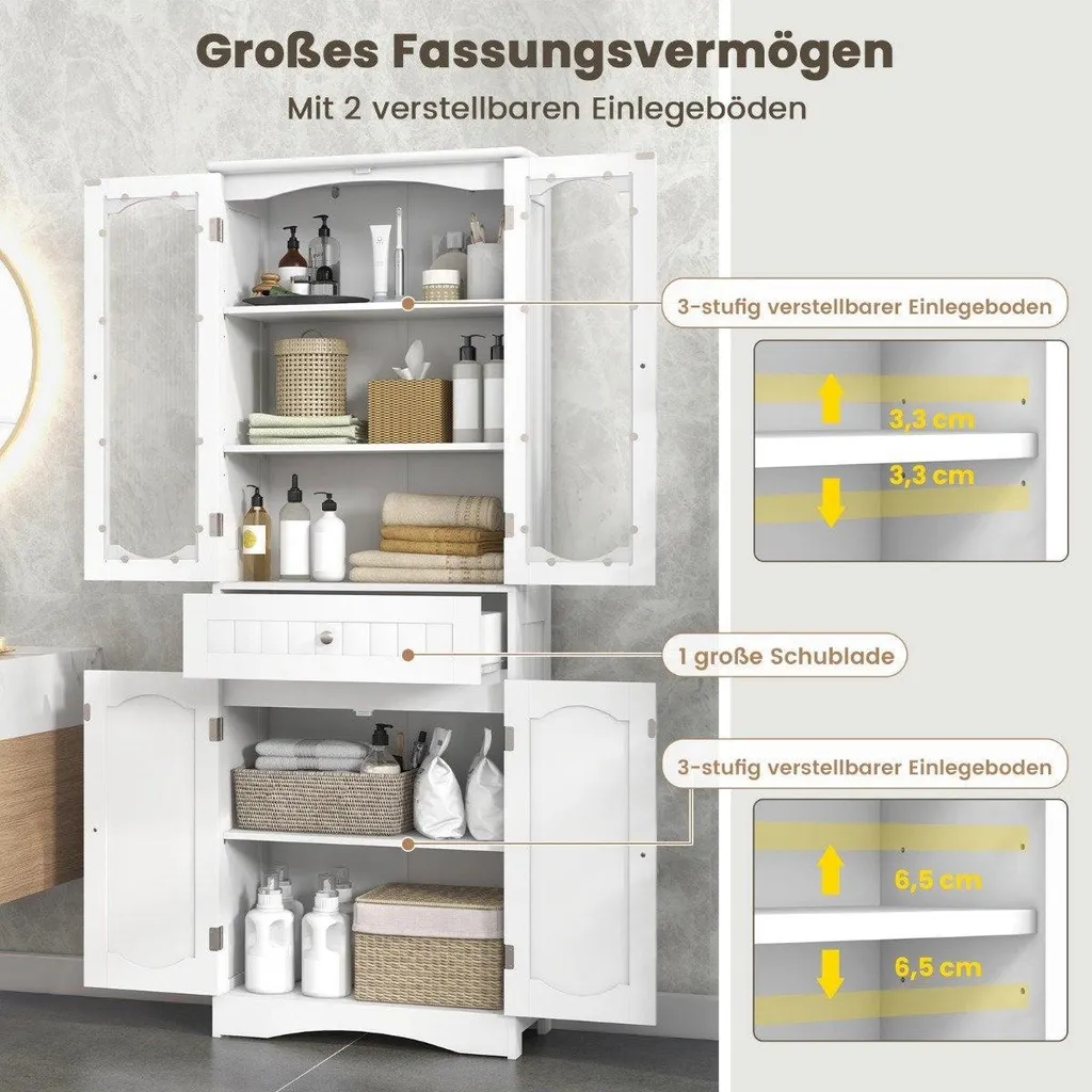 Meuble de rangement pour salle de bain blanc avec portes et tiroir