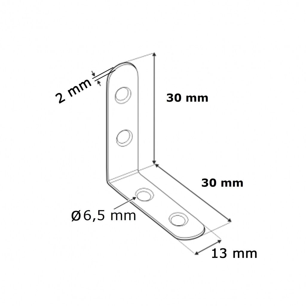 4x Winkelverbinder 30x30x13x2,0 mm verzinkt