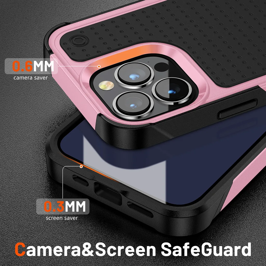 AYMECL Custodia IPhone 13 Pro Rosa - Antiurto Militare + 2 Pellicole Autorigeneranti
