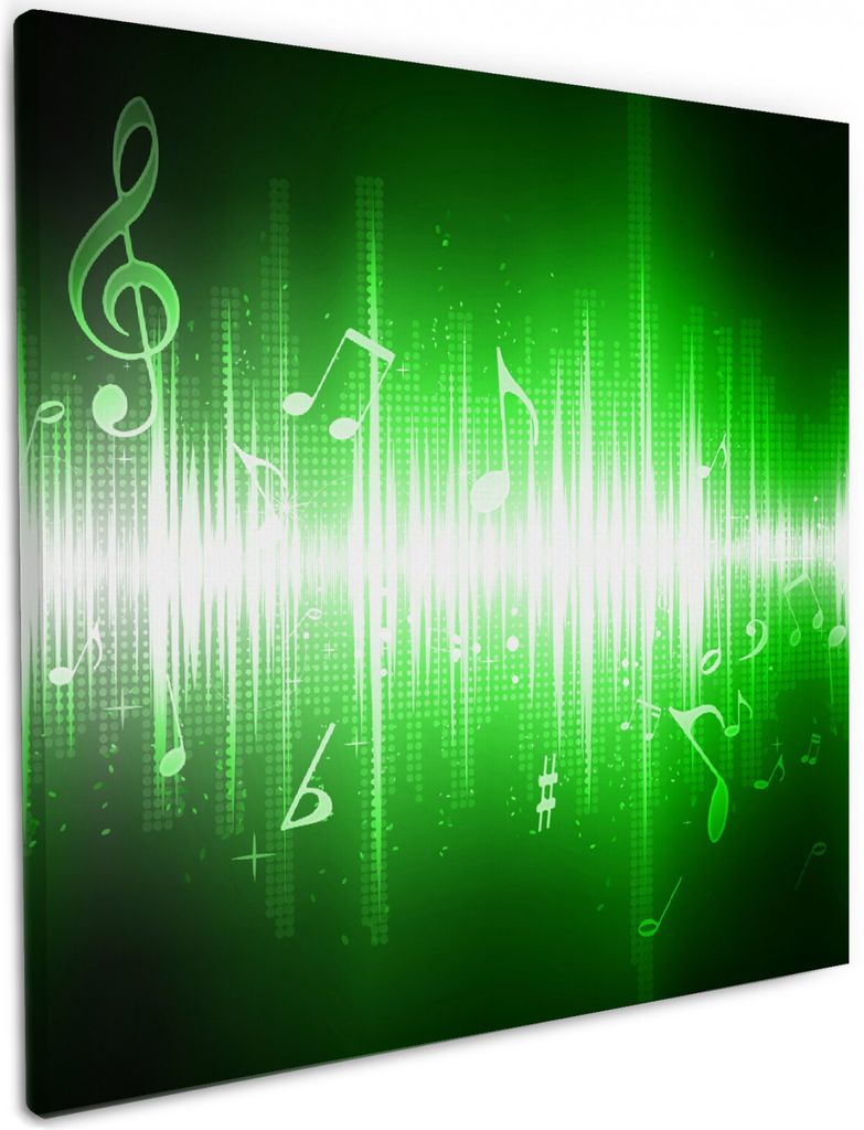 Wallario Premium Leinwandbild Grüne Noten der Musik in Produktbild 