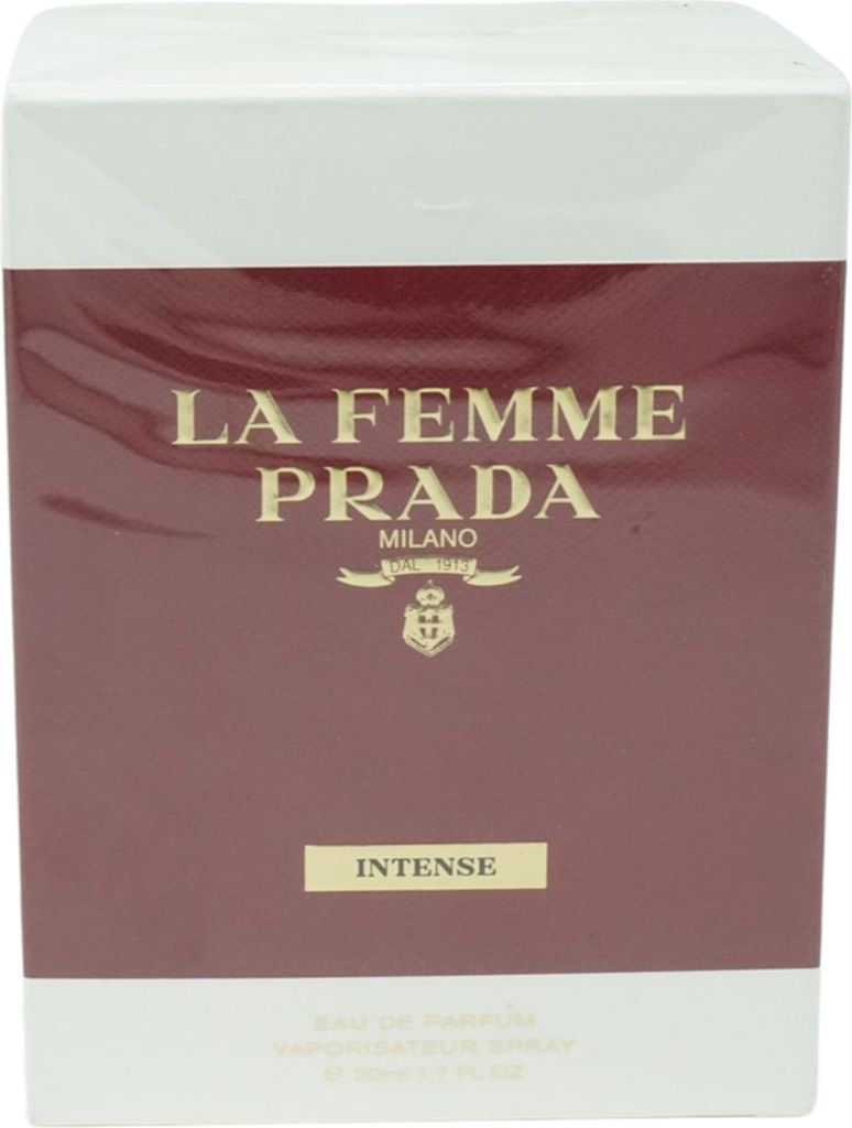 A product box for Prada La Femme Intense Eau de Parfum.