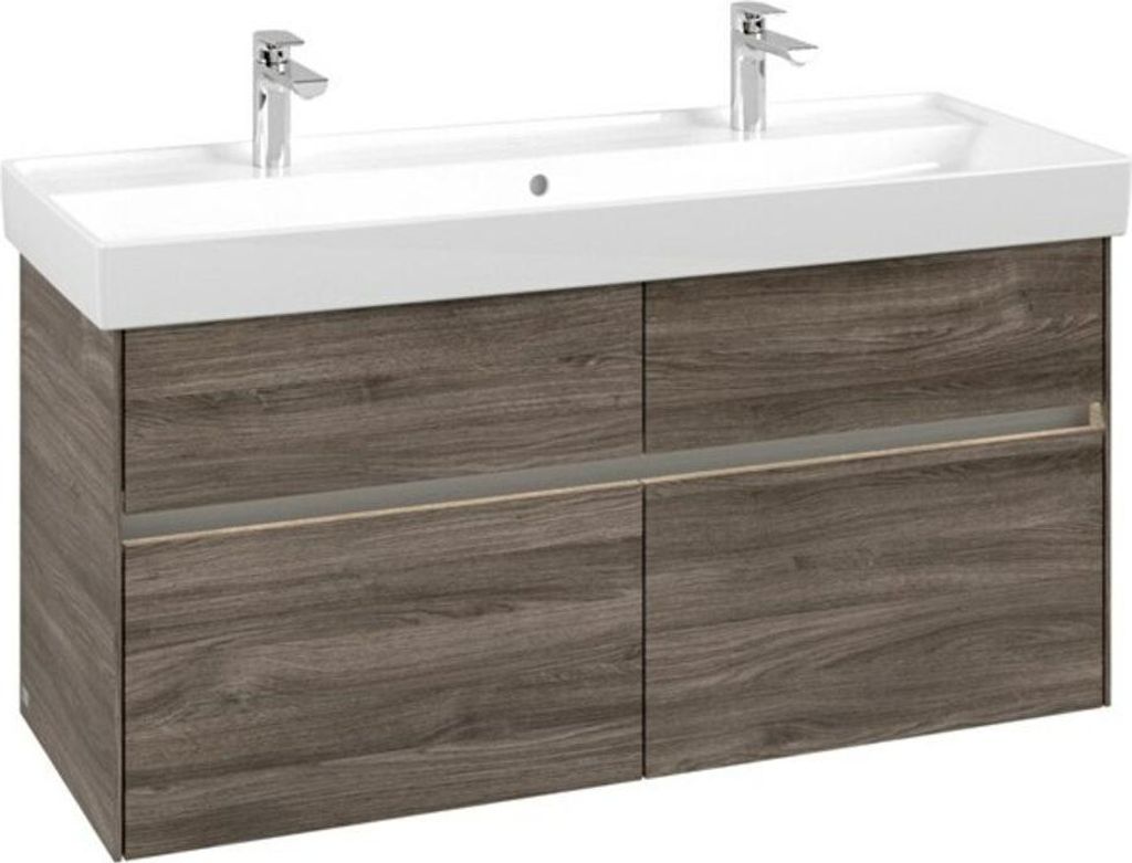 Villeroy & Boch Collaro Waschbeckenunterschrank, 4 Auszüge, Waschbecken mittig, mit integrierter Beleuchtung, 1154x546x444mm, C012B0RK