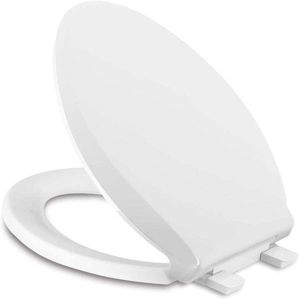 Lang WC Brille - Oval Toiletbrille - Stil schließen - Dichtes Material - 47 cm - Weiß
