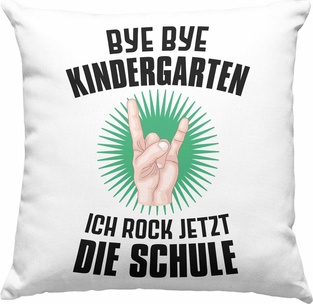 Trendation - Einschulung Junge Rocke Jetzt Die Schule Geschenk für Schultüte Füllung Deko-Kissen mit Füllung 40x40 Schulstart 1. Schultag Schul...