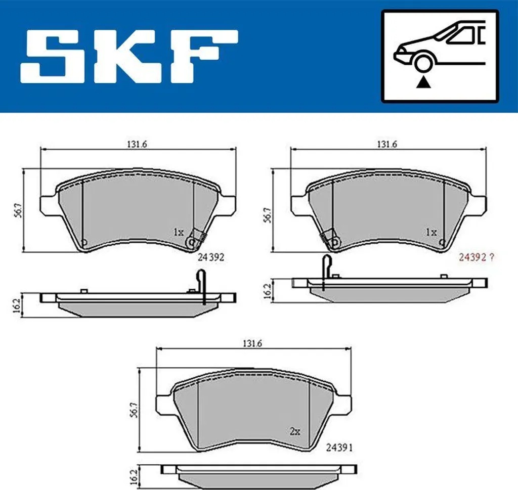 Plaquettes de frein SKF VKBP80185A OE 71742853 pour Fiat Sedici