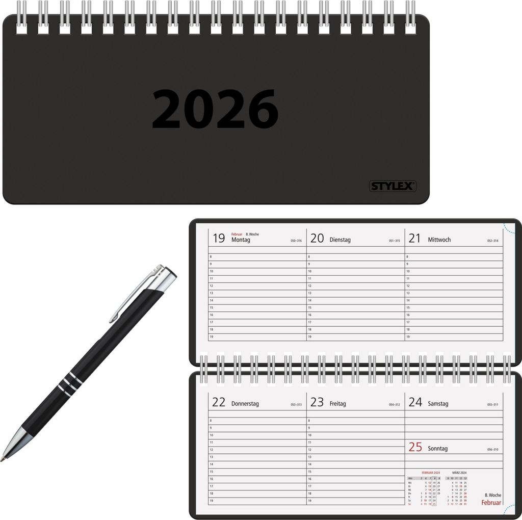 Spiral-Taschenkalender 2026 / ca. 8 x 18 cm / Farbe: Produktbild 