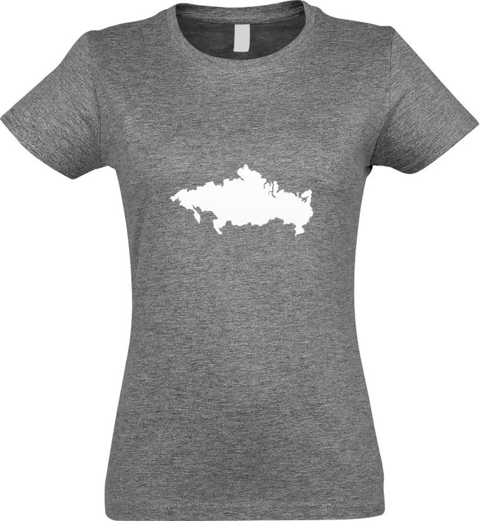 Kiwistar - T-Shirt tailliert - Damen - Graumeliert - Russland Umriss Kontur - mit Motiv Bedruckt - Funshirt Design - Sport - Freizeit - Damen - XL