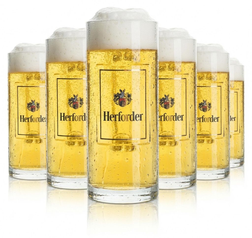 6x Herforder Pils Bier Glas 0,5l Krug Wallenstein Sahm Produktbild 