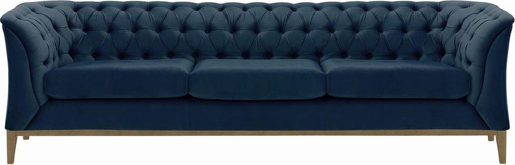 Dreisitzer-Sofa Chesterfield Modern Wood aus medizinischem Schaumstoff-Velluto 11-wax black
