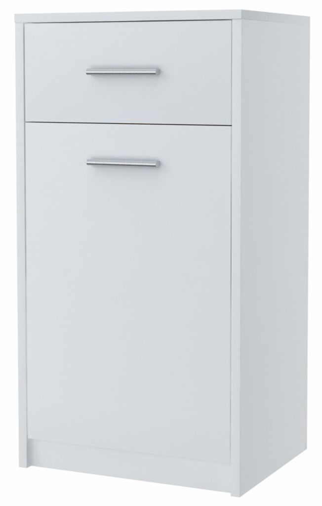 MATKAM Regal 1D1S B40 x H75 x T35 cm, 1 x Schublade und 1 x Fach mit Tür, ideal für Büro, Diele ́, Wohnzimmer, Jugend- oder Kinderzimmer (Weiß)