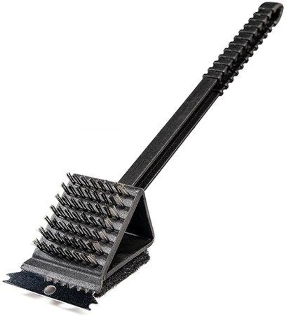 Brosse barbecue robuste avec grattoir intégré pour grille de cuisson inox