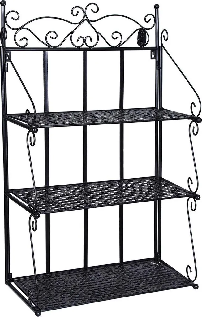 Porte-plante étagère noire à étages - Escalier pour fleurs en fer forgé