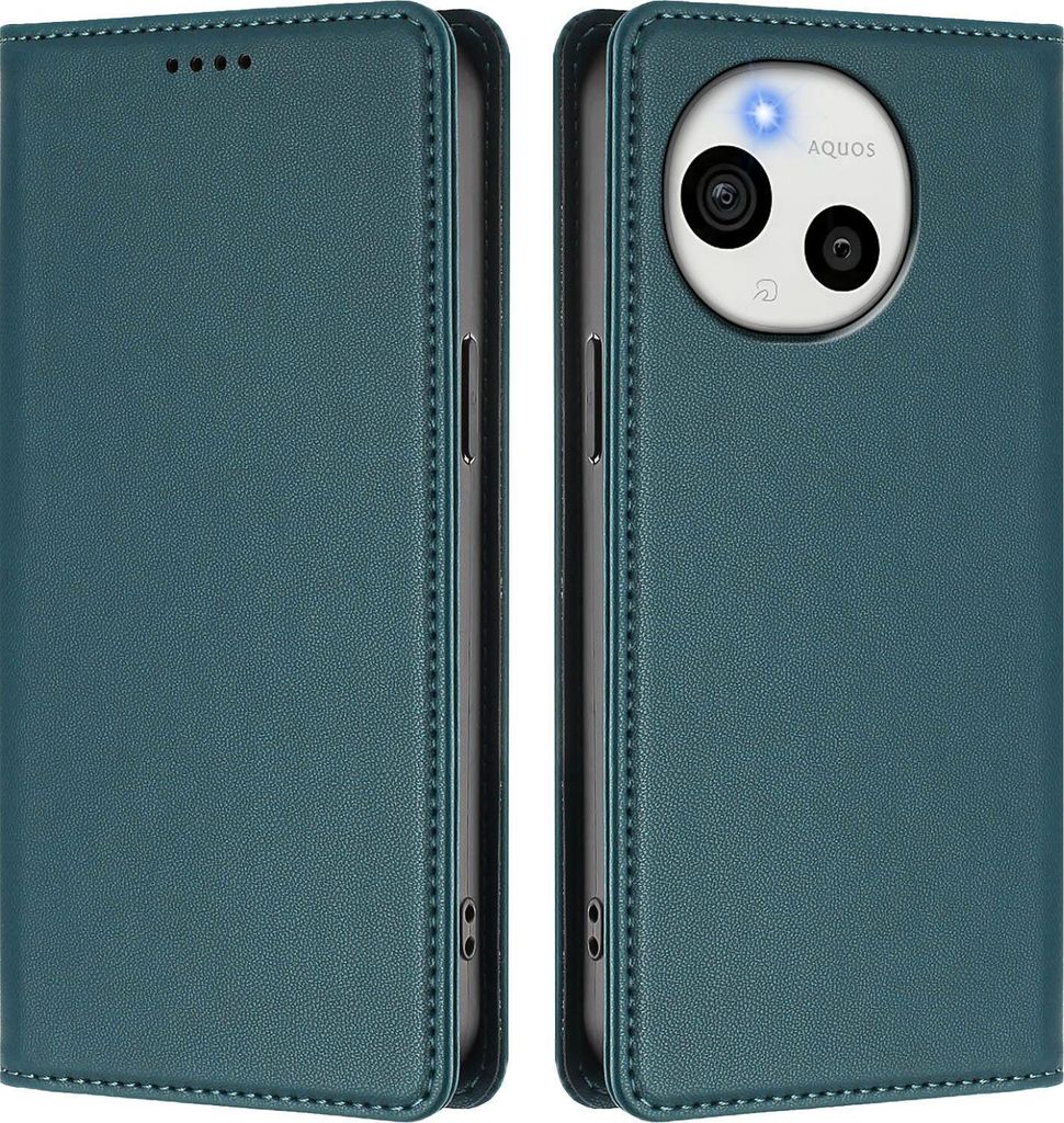 Handyhülle für Sharp Aquos Sense9, Kunstleder Klapphülle Stoßfeste Magnetische Hülle mit Ständer Grün
