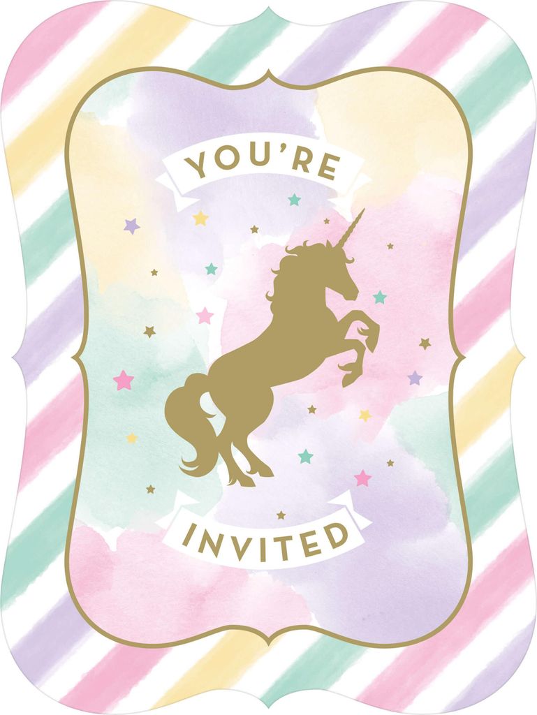 Haza Witbaard Unicorn Einladungen, 8st.