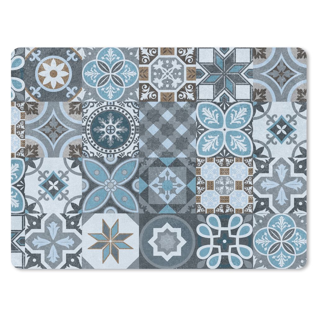 MuchoWow Mauspad Mousepad Design - Blume - Blau - Figuren 40x30 cm - Mousepads - Maus Mat - Pad - Mausunterlage - Anti Rutsch