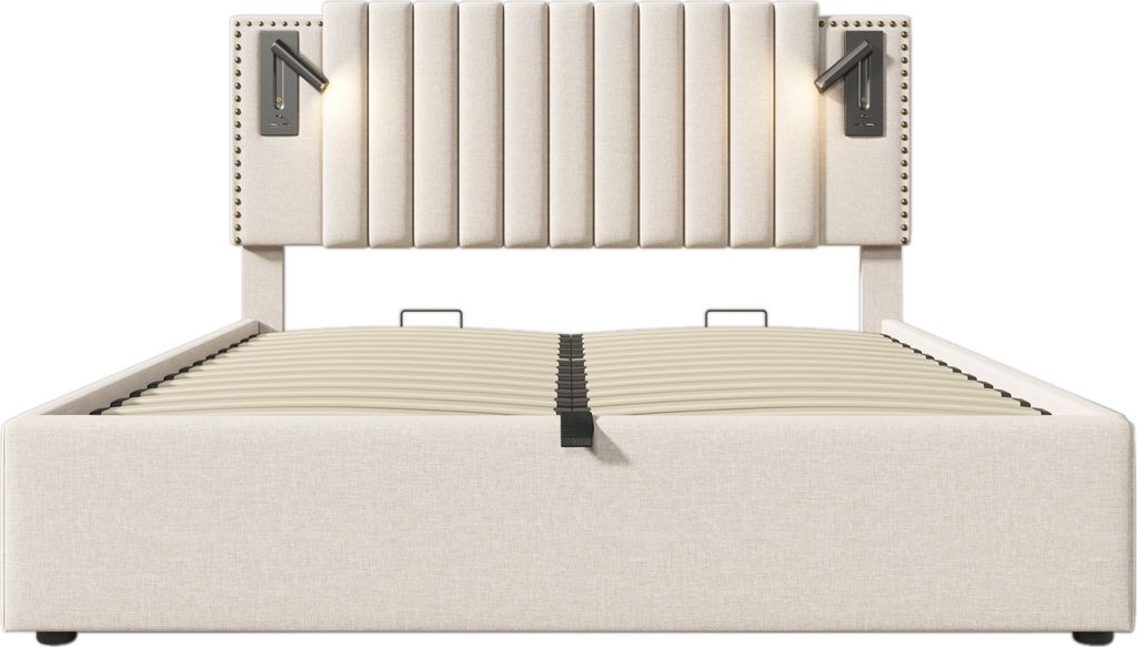 Flieks Polsterbett 180x200cm mit Leselampe, Doppelbett Produktbild 