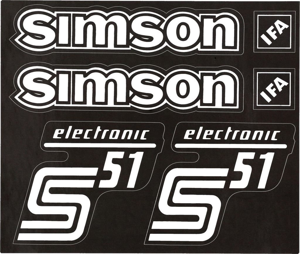 Dekorsatz "electronic" 6-teilig, Transparent Einfarbig, Rand Schwarz - für Simson S51