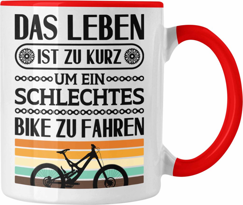 Trendation - Fahrrad Radfahrer Geschenk Rennrad Bike Geschenkidee Tasse Fahrradfahrer Kaffeetasse (Rot)