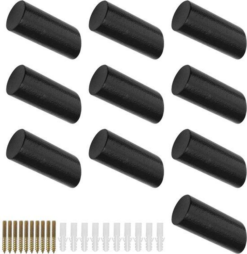 10er-Set moderne zwarte kapstokhaken für Akustikpaneele, 50 mm, 10 kg Tragfähigkeit, für Hüte, Rucksäcke, Schals und Kleidung