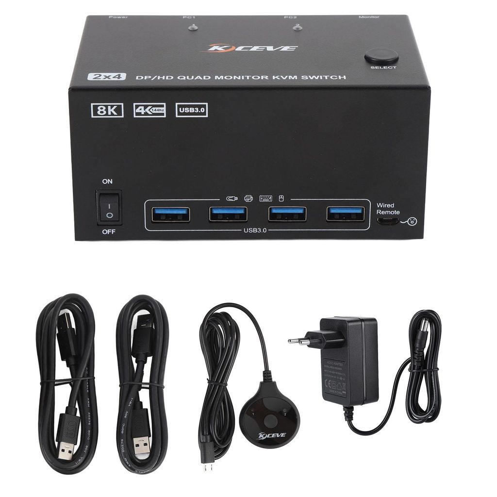 KVM-Switch für 4 Monitore und 2 Computer, HDMI-DisplayPort Produktbild 