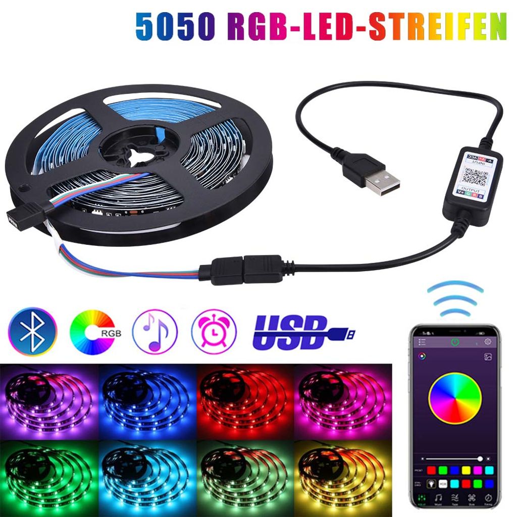 5V USB RGB LED Streifen Stripe Licht Band Wasserdicht Bluetooth Musik Controller