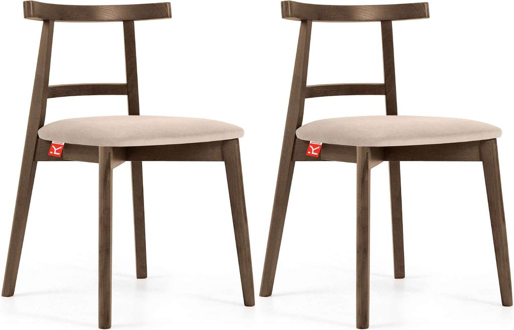 KONSIMO Esstischstühle 2 St "LILIO", Creme, Buchenholz, Vintage, 47x76,5x45cm