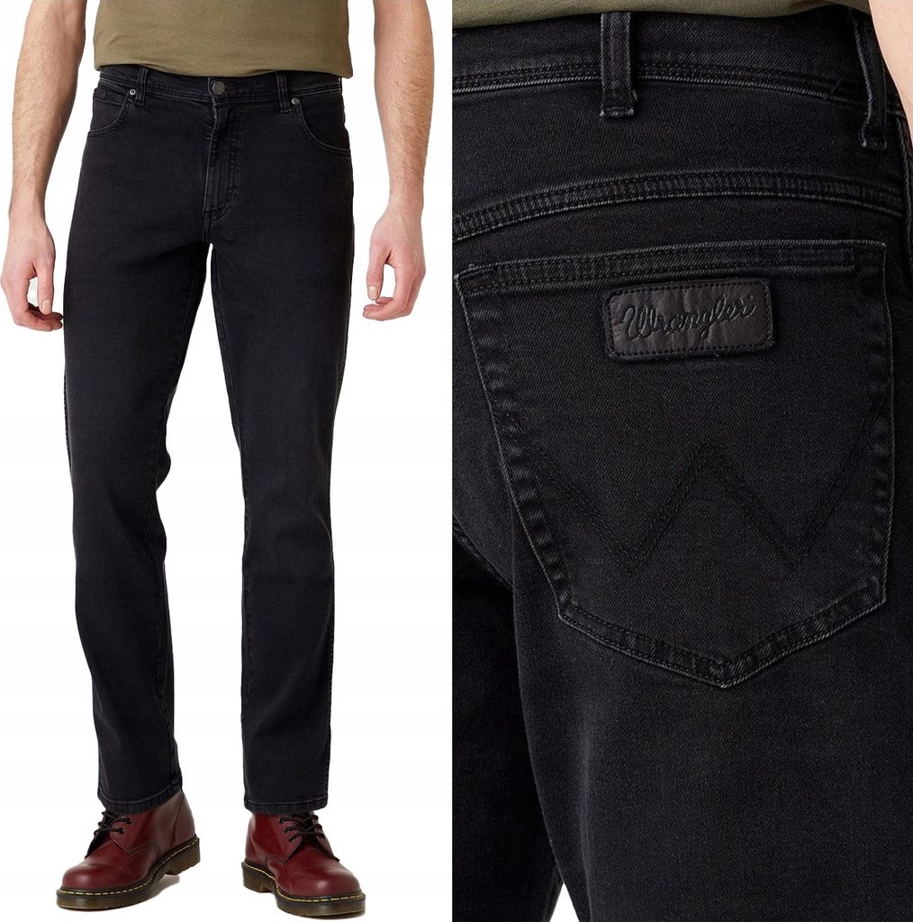 WRANGLER, Herren Jeanshosen, Straight fit, TEXAS SLIM, W32 L36, Schwarz, Jeans, baggyjeans, buggy