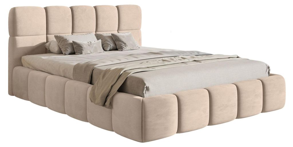 Selsey Cloudy – Polsterbett 120x200 cm, Samt Beige