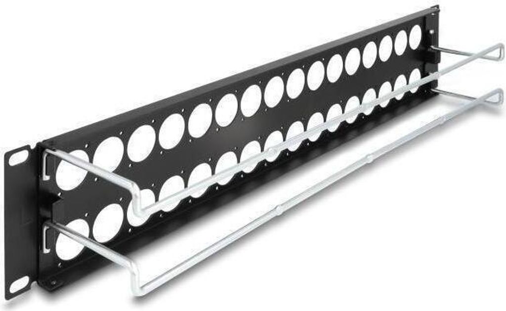 Delock 19" D-Typ Patchpanel mit Entlastungsschienen 32 Port 2 HE schwarz (67057)