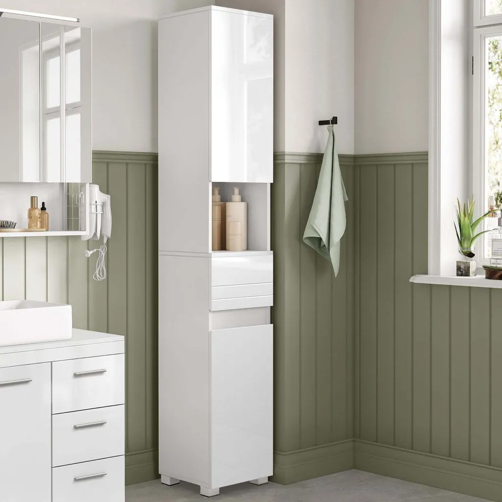 Colonne de rangement salle de bain blanche Rootz Classic 30x30x170 cm