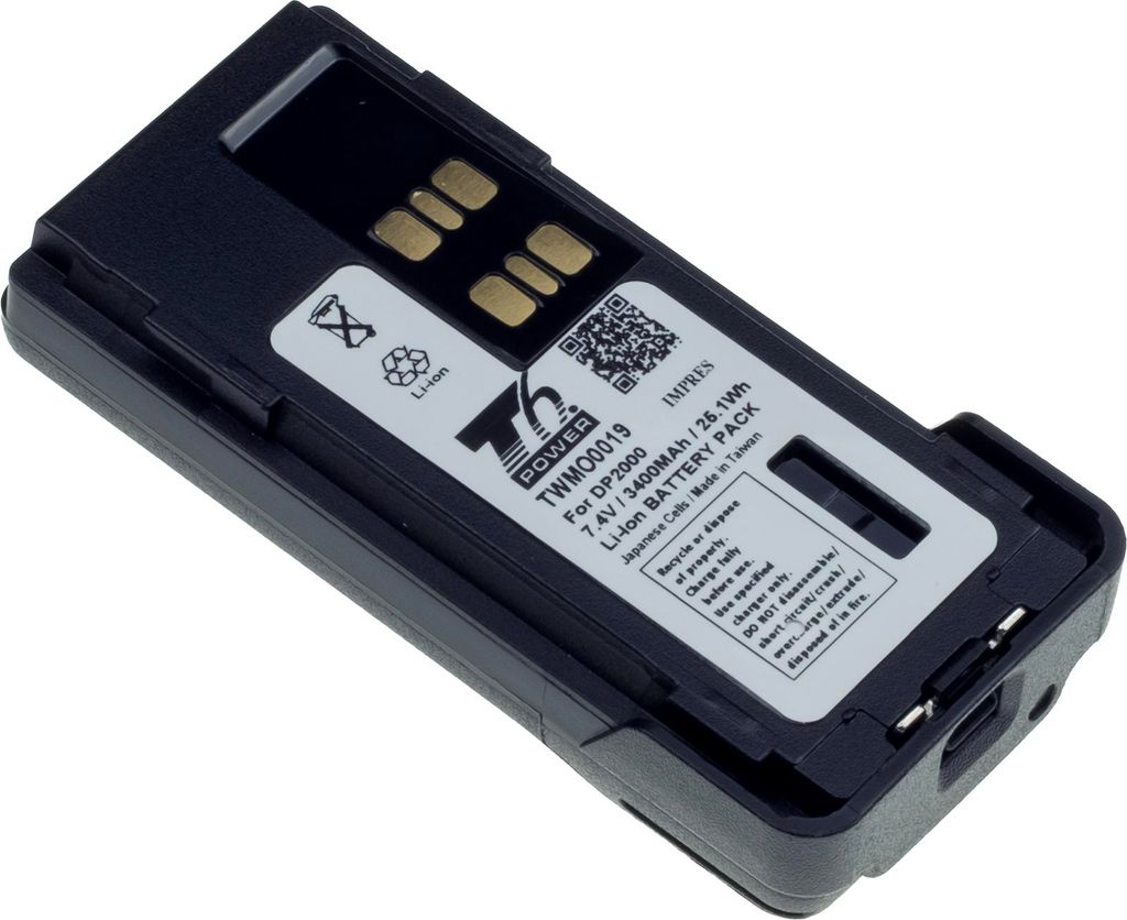 T6 Power Akku für Motorola MOTOTRBO DP2600, Li-Ion, 7,4 V, 3400 mAh (25,1 Wh), schwarz