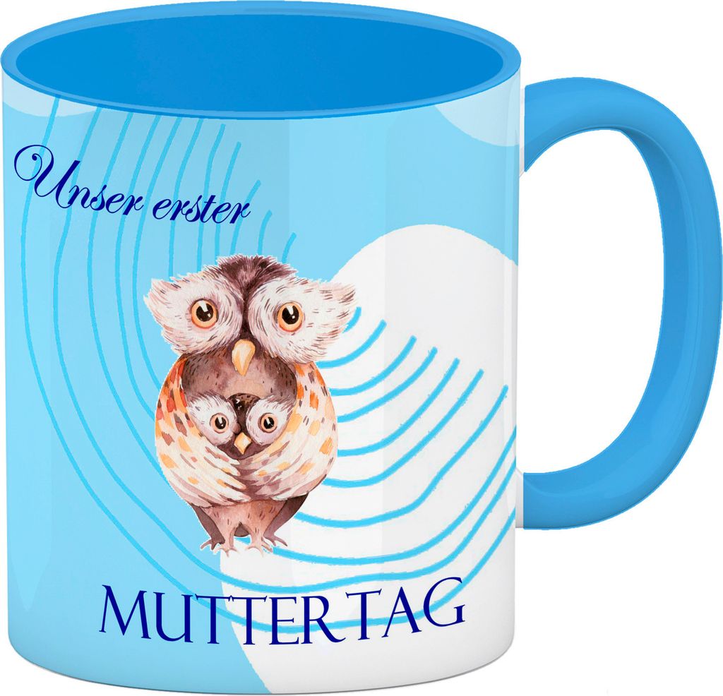 Unser erster Muttertag Kaffeebecher Hellblau