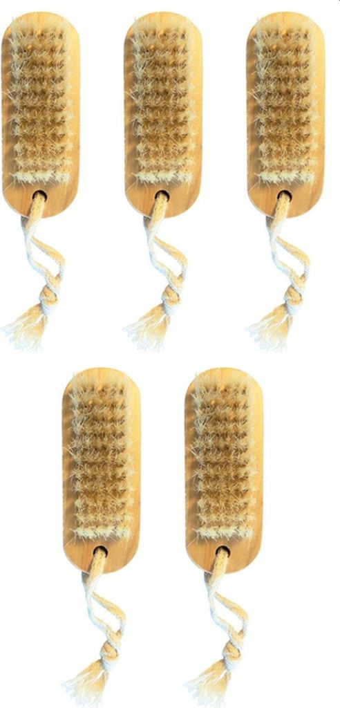 MSV Spülbürste Küchenbürste Handbürste Nagelbürste Bambus - 10 x 4 cm - 5 Stück