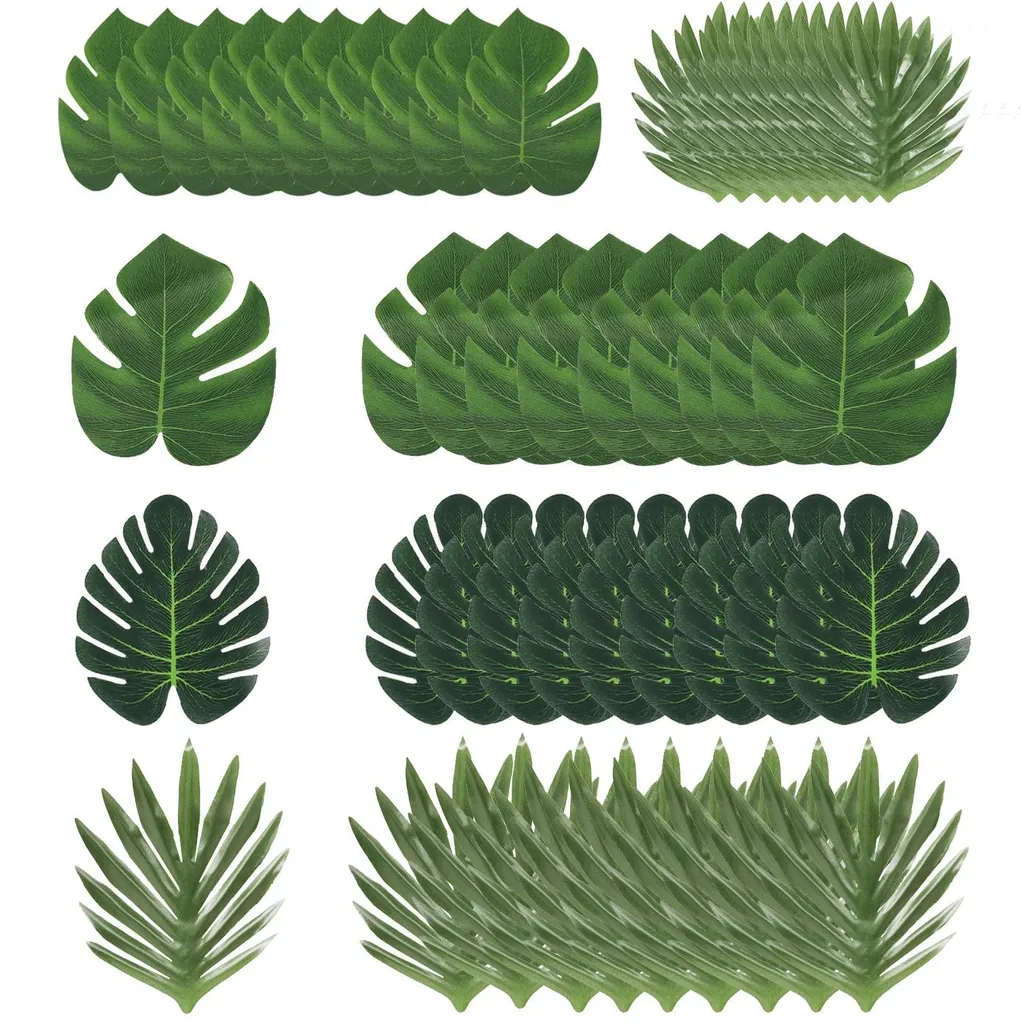 Feuillage Artificiel Tropical Vert Lot de 50 avec Feuilles Monstera