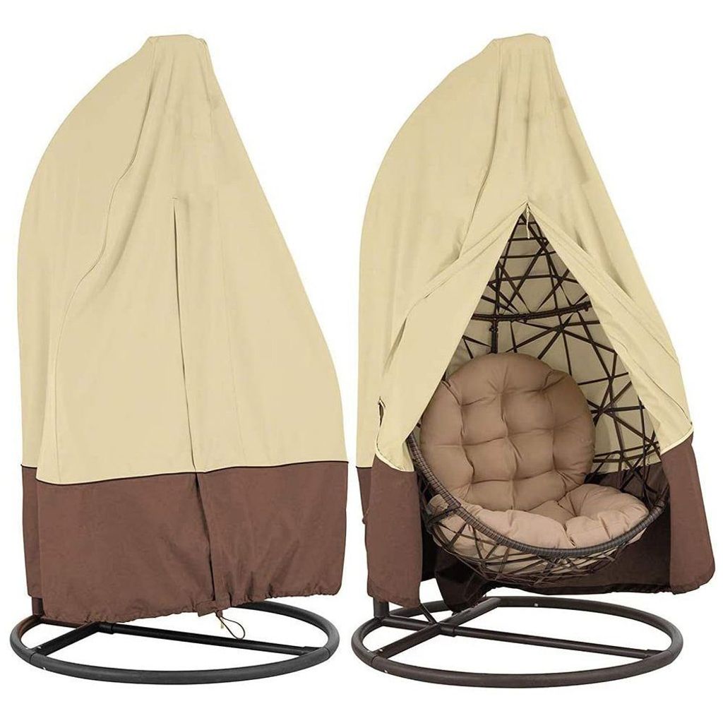 Gartenmöbel-Schutzhülle Hängesessel Abdeckung, mit Kordelzug, Regenfest & staubdicht, Beige-Kaffee zweifarbig