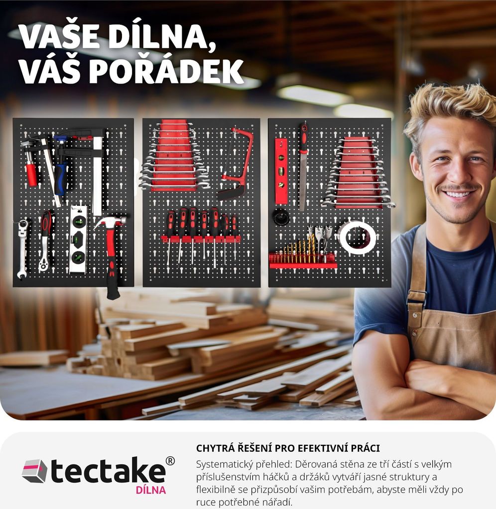 Děrovaný panel na nářadí Jonah s háčky a držáky - 3dílný Obrázek produktu 8