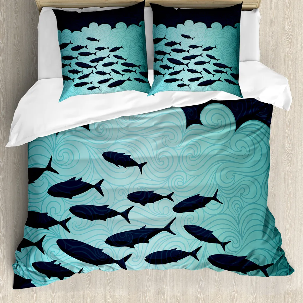 Copripiumino ABAKUHAUS Oceano Surreale 155x220 Blu - Arte per Letto